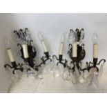 Pair of decorative wall lights with glass lustres