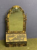 Black and gilt chinoiserie decorated dressing table mirror, 41cm wide Condition - much fading and