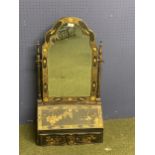 Black and gilt chinoiserie decorated dressing table mirror, 41cm wide Condition - much fading and