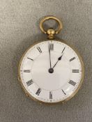 15ct gold cased key wind open faced gents pocket watch