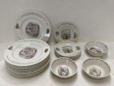 Qty of Wedgewood Peter Rabbit bowls, side plates & dinner plates, see images for details