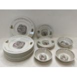 Qty of Wedgewood Peter Rabbit bowls, side plates & dinner plates, see images for details