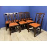 Set of 8 mahogany dining chairs with red drop in seats