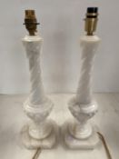Pair of white lamps, some wear - see photos