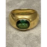 18ct gold and green tourmaline ladies ring in the style of Kiki Macdonough