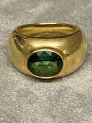 18ct gold and green tourmaline ladies ring in the style of Kiki Macdonough