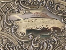 Sterling silver match box cover with chased acanthus decoration, Birmingham 1899