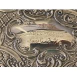 Sterling silver match box cover with chased acanthus decoration, Birmingham 1899