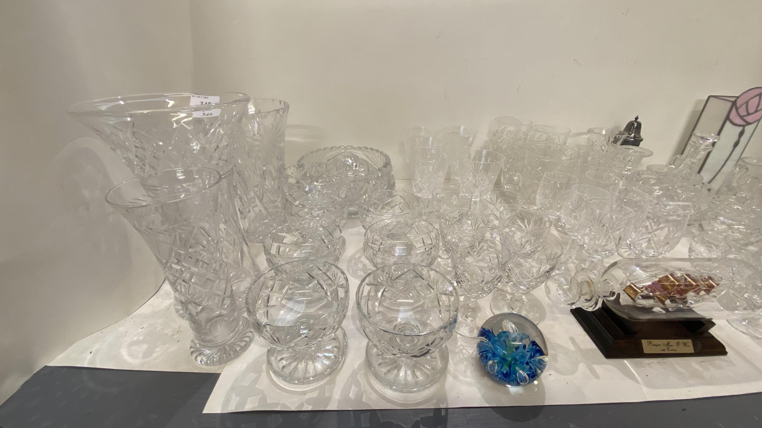 Large qty of glass wear including decanters, vases, wine glassed, tumblers etc. - Image 2 of 7