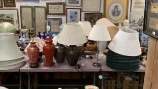 A quantity of good decorative table lamps and shades