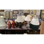 A quantity of good decorative table lamps and shades