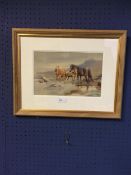 Mabel A Kingwell, watercolour, Ponies on Exmoor, signed and dated 1917