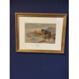 Mabel A Kingwell, watercolour, Ponies on Exmoor, signed and dated 1917