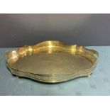 Good quality heavy EPNS oval serpentine galleried silver plated tray 62cm L