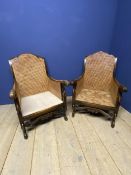 Pair of bergère cane arm chairs