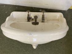 White semi-circular French Sink and taps (some wear)
