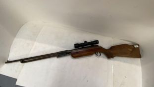 Old Air rifle with scope, no makers name, Condition - much wear