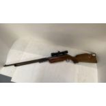 Old Air rifle with scope, no makers name, Condition - much wear