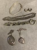 Collection of sterling silver and white metal items, 60grams