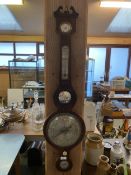 C19th mahogany banjo barometer, P.Courti, Market Place Exeter. Condition: wear & some damage