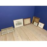 Qty of framed & glazed maps, Wiltshire, BRYAN HANLON pencil sketch of pheasants preening, humorous