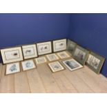 Qty of framed & glazed pictures & prints including a set of 4 of carriages (Labelled Verso,