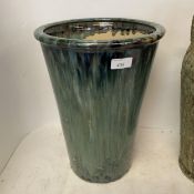 Decorative modern green vase and a green Greek shaped jug with handles to each shoulder with