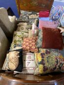 Quantity of decorative cushions etc, from a good cottage clearance