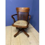 Leather seated swivel desk chair "Hillcrest" (chair rotates backwards)