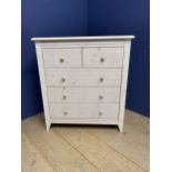 Contemporary grey painted chest of 2 short over 3 long drawers with knob handles