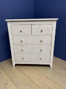 Contemporary grey painted chest of 2 short over 3 long drawers with knob handles