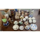 Quantity of china to include, Royal Doulton Lambeth Queen Victoria blue glazed jug, stoneware jars