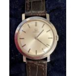 Omega Seamaster gents watch, with leather strap, in case, original glass, no damage. General good