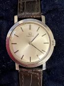 Omega Seamaster gents watch, with leather strap, in case, original glass, no damage. General good