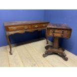 A Regency mahogany/rosewood Pembroke work table, with two drawers to front, central column to