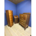 Quantity of general furniture to include a pine tall narrow chest of 7 drawers, a small ladies