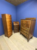 Quantity of general furniture to include a pine tall narrow chest of 7 drawers, a small ladies