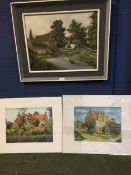 Pair of unframed watercolours, Manor Farm, Grovesend, Glos, George Holloway (1882-1997), and
