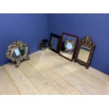 Five decorative wall and dressing table mirrors