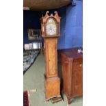 Small rosewood cased long case clock, with brass face and dial, inscribed James e Niccoll,