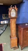 Small rosewood cased long case clock, with brass face and dial, inscribed James e Niccoll,