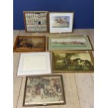 A quantity of framed and glazed equestrian art, including racing prints, humorous prints, racing