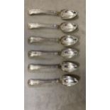 Set of six Regency silver Kings pattern teaspoons, crested by Eley Fearn And Chawner, London