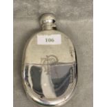 Sterling silver oval hip flask, London 1903 by Frederick Bradford Macrea (Army & Navy Coop Society