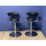 Pair chrome and black bar stools