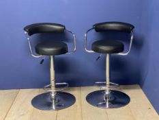 Pair chrome and black bar stools