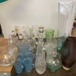 A quantity of glass ware, including decanters, glasses, vases, jugs etc