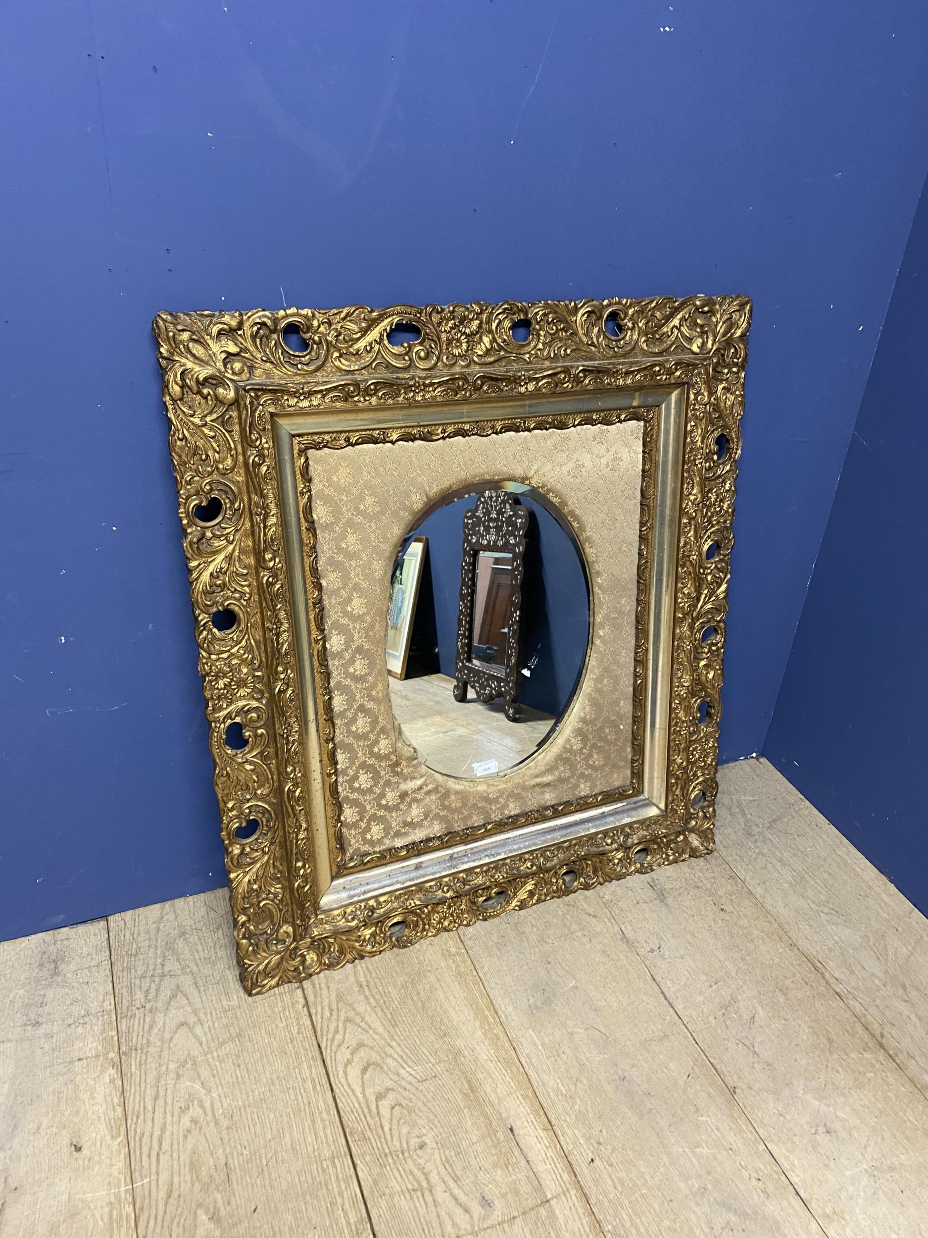 A decorative square framed, oval wall mirror, set withing a very ornately carved gilt frame and - Image 2 of 6