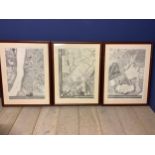 3 large framed & glazed prints illustrating maps of London, printed by Headley Brothers Ltd,