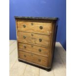Four drawer chest with marble top 73 cm wide x 52cm depth x 90cm high